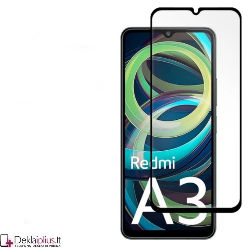 Telefono ekrano grūdintas stiklas - per visą ekraną (Xiaomi Redmi A3) Telefono ekrano grūdintas stiklas - per visą ekraną (Xiaomi Redmi A3)